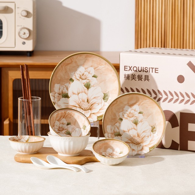 CERAMICS|山茶花轻奢餐具十件套	